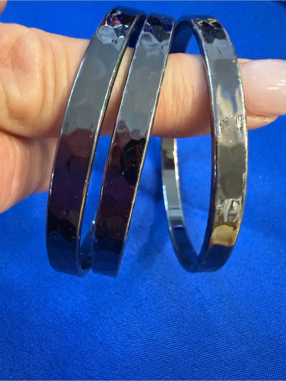 Park Lane Gunmetal Hammered Bangle Bracelets Set of 3